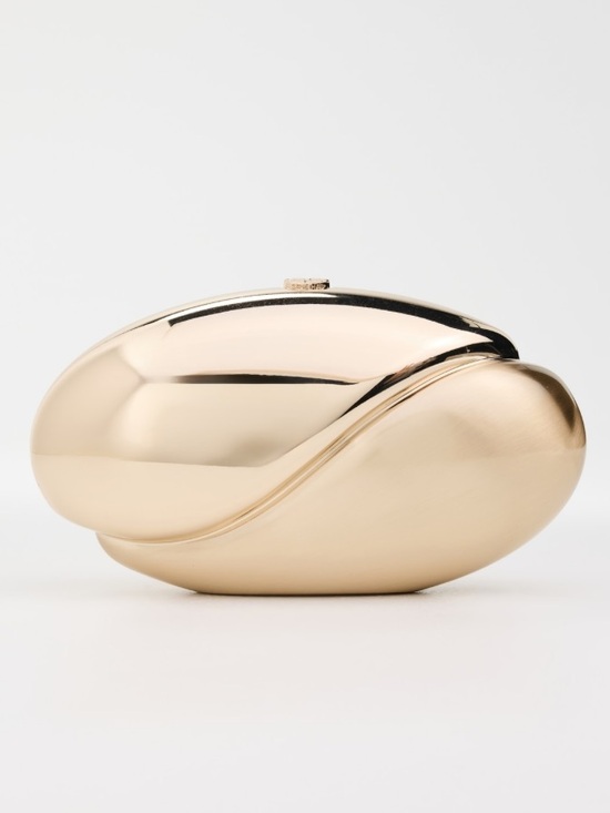 Simkhai Handbags - Simkhai Ameera Clutch Gold Structural Statement Round Oval Clutch Bag